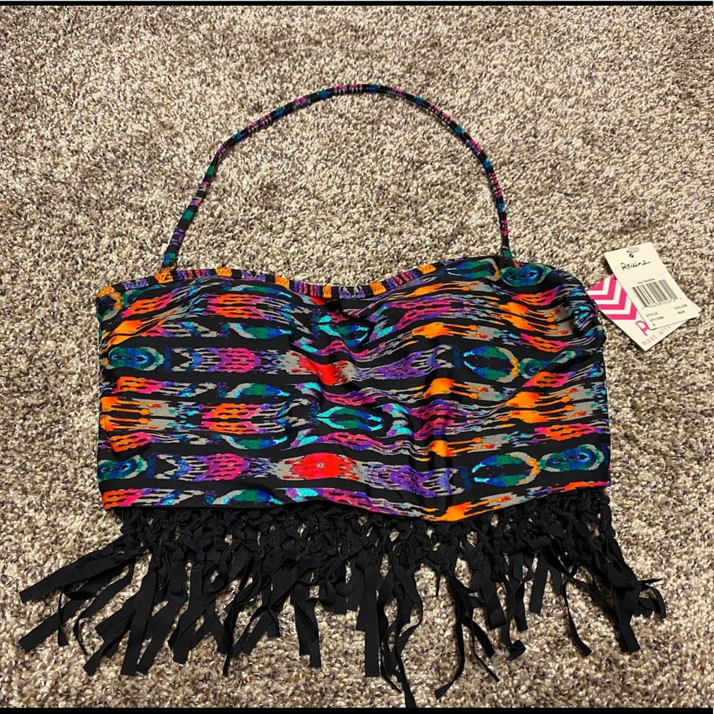 Raisins bandeau fringe swim top